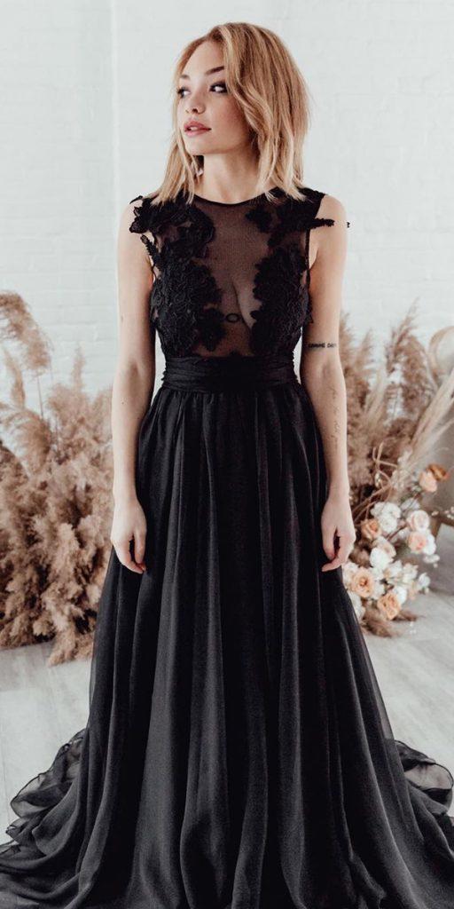 black wedding dresses a line lace top romantic sweetcarolinestyles