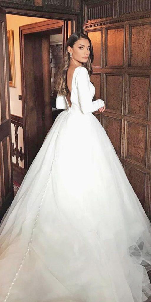 bridal gowns with sleeves ball gown simple v back allurebridals