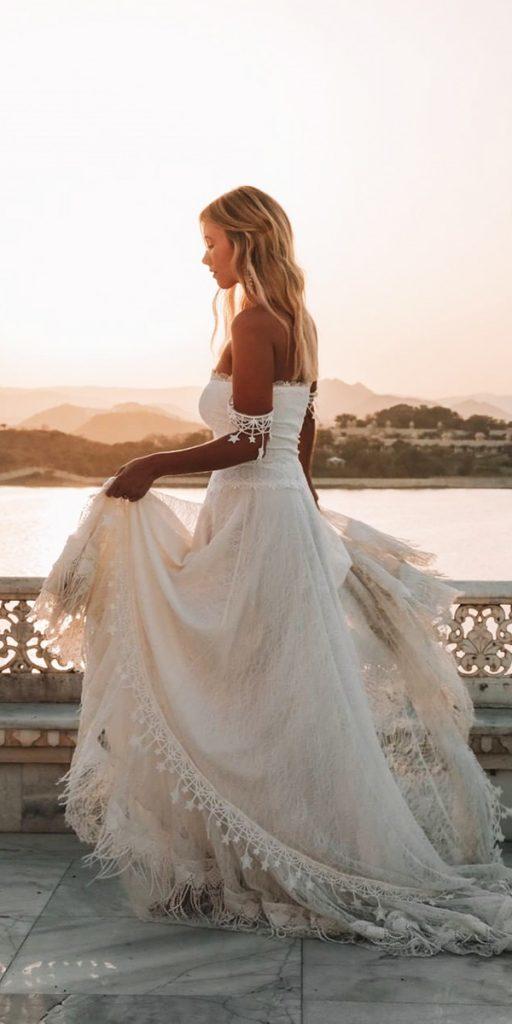 hawaiian wedding dresses a line strapless with detached sleeves boho grace loves lace