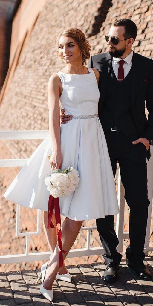knee length wedding dresses simple sleveless country vivabride