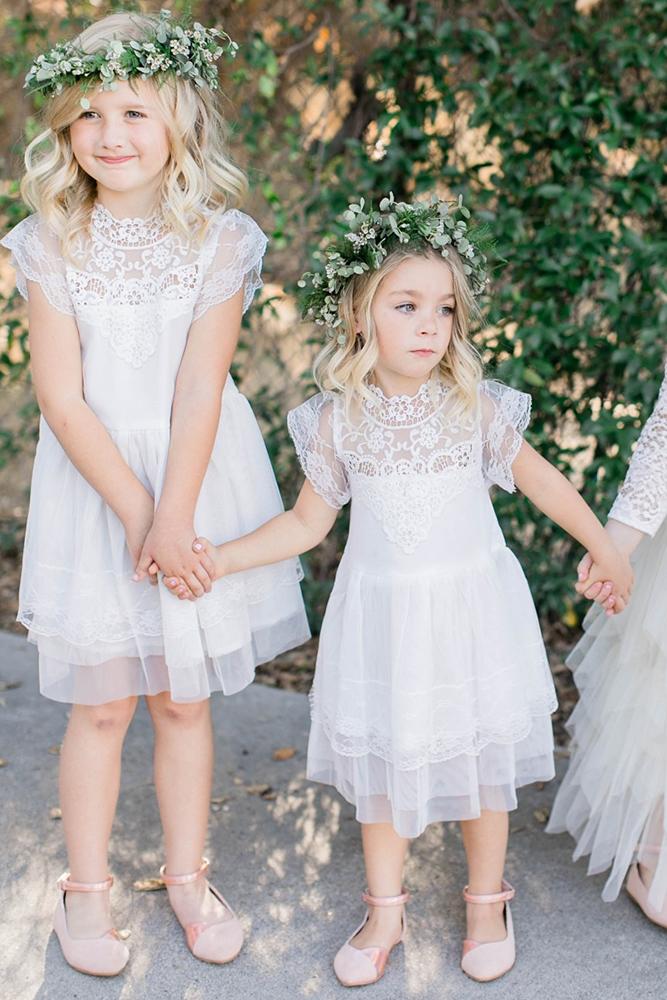 lace flower girl dresses with sleeves rustic bohemian summer laura moll photography