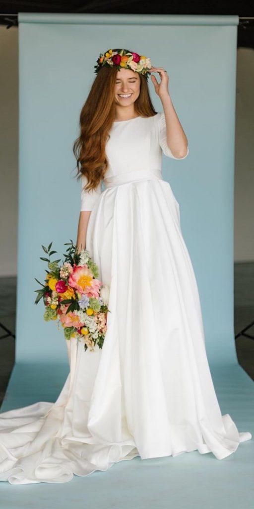 modest wedding dresses a line with cap sleeves elizabethcooperdesign