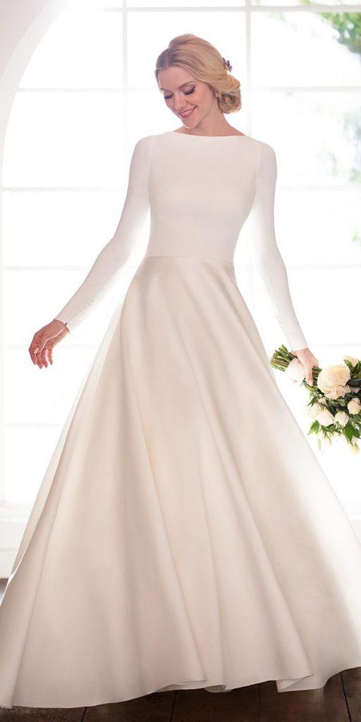 modest wedding dresses a line with long sleeves simple martina liana