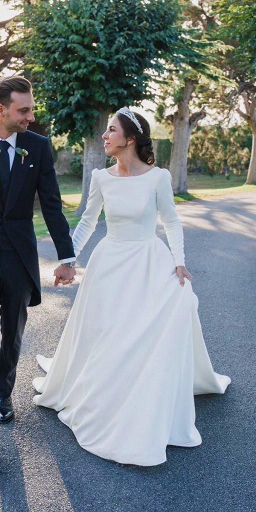 modest wedding dresses a line with long sleeves simple milla nova