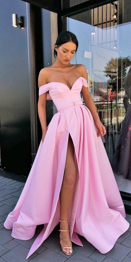 pink wedding dresses simple off the shoulder sweetheart neckline liastubllaofficial