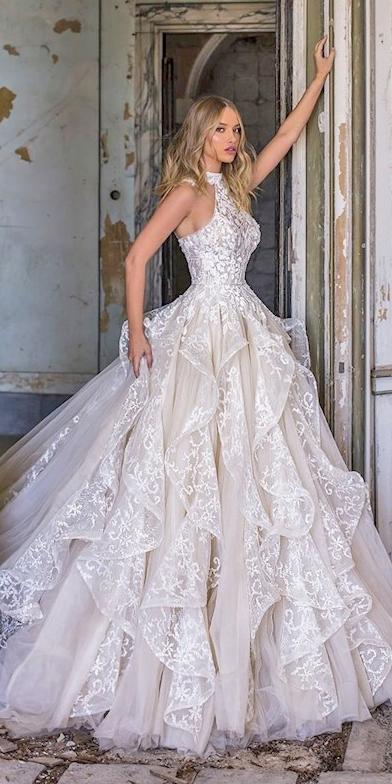 top wedding dresses ball gown halter neckline lace wona