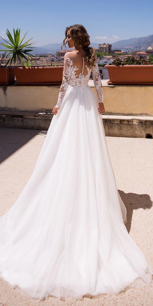 wedding dresses a line with lace sleeves tattoo effect back lussanobridal