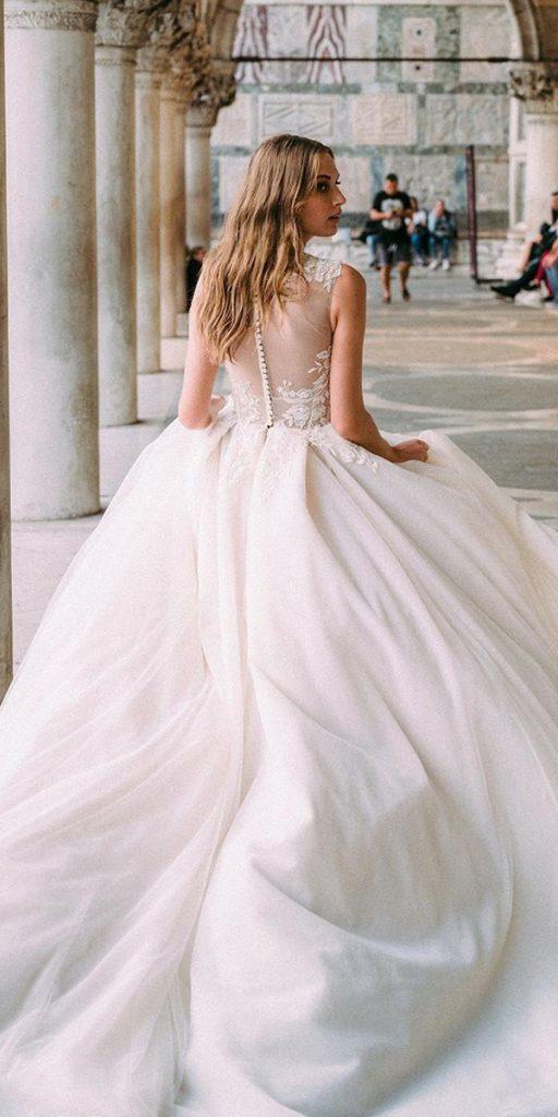 ball gown wedding dresses illusion back with train simple moniquelhuillierbride