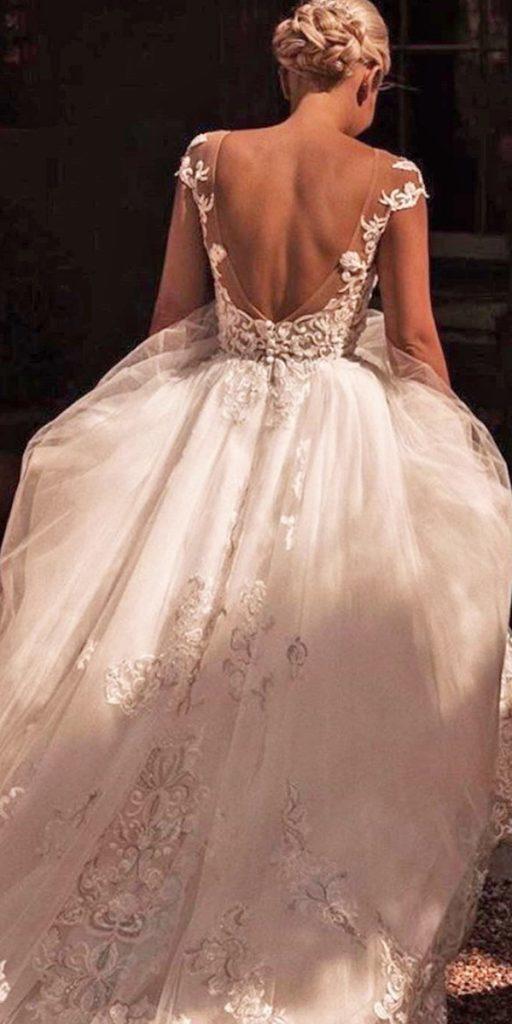 ball gown wedding dresses low back with cap sleeves lace milla nova