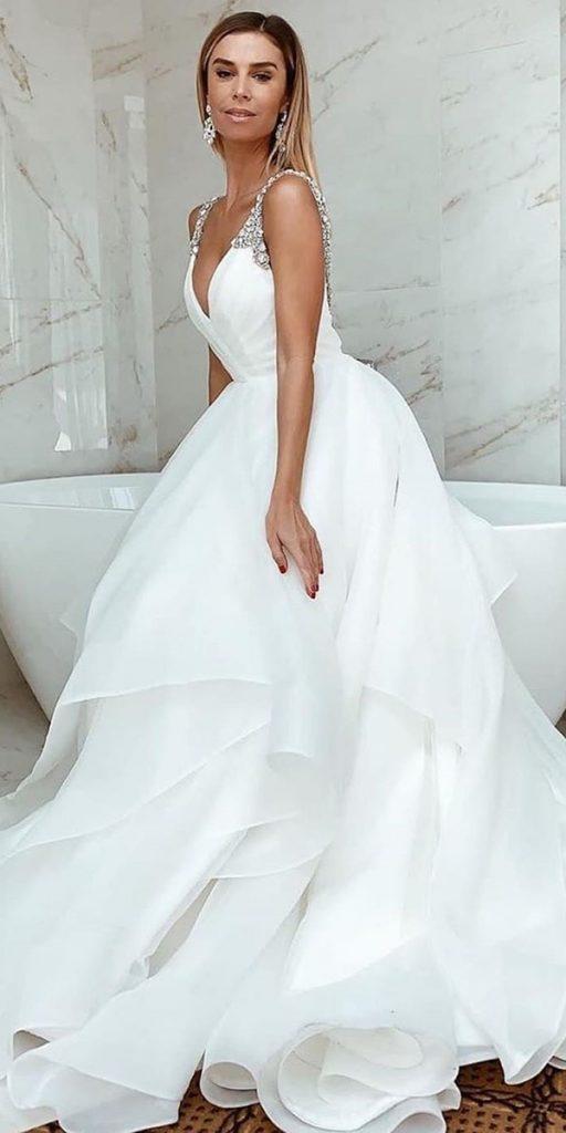 ball gown wedding dresses simple with spaghetti straps ruffled skirt misshayleypaige