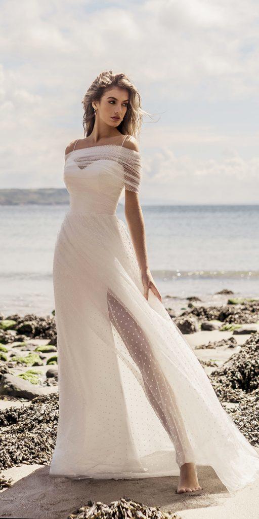 beach wedding dresses a line simple with straps stephanie allin