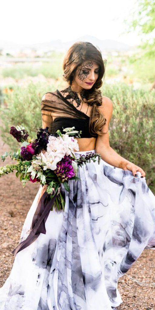 gothic wedding dresses black and white detached skirt country sweet caroline styles