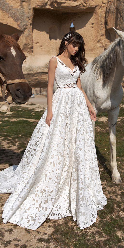 lace boho wedding dresses a line bohemian v neckline 2020 katherine joyce