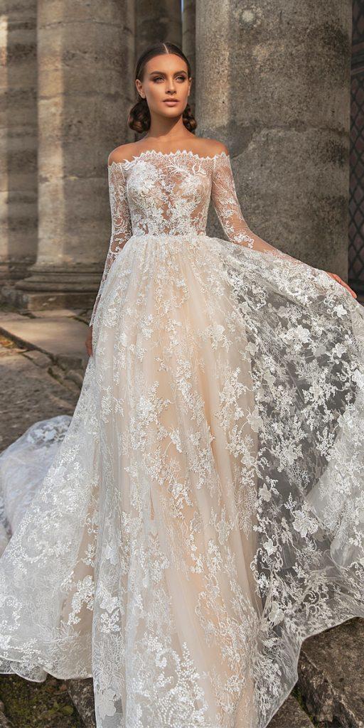 lace wedding dresses with sleeves a line off the shoulder lace arivilloso