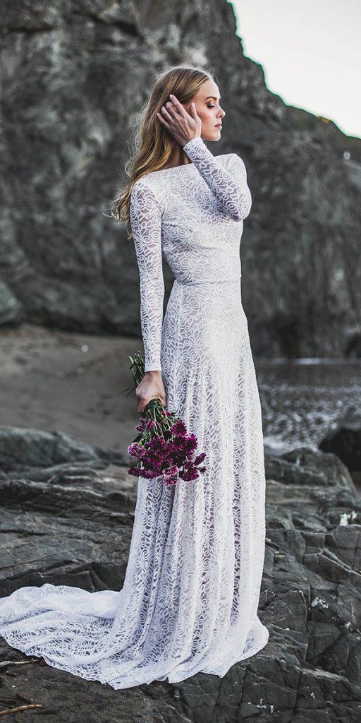modest wedding dresses with sleeves a line lace wear your love
