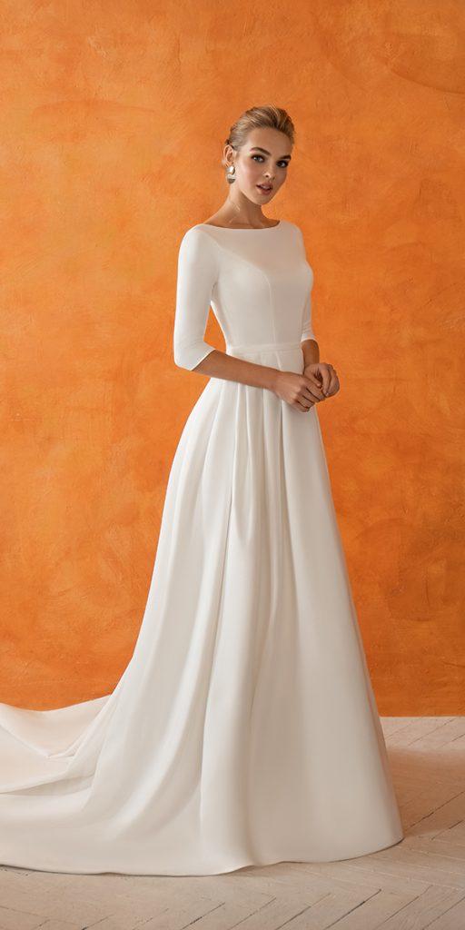 modest wedding dresses with sleeves a line simple innocentia