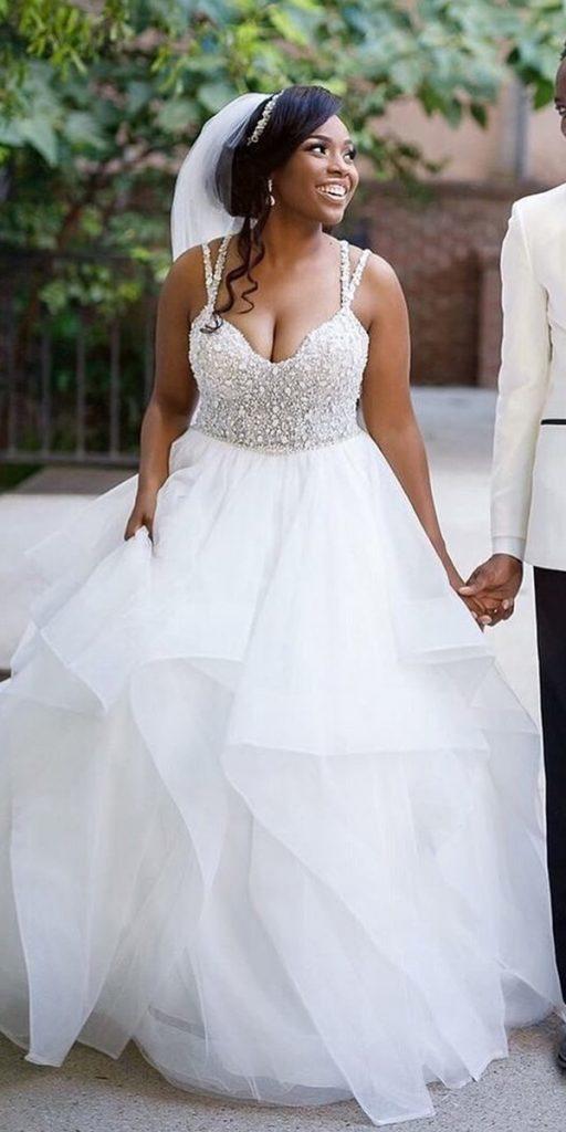 plus size ball gowns wedding dresses with spaghetti straps beaded top kleinfeldbridal