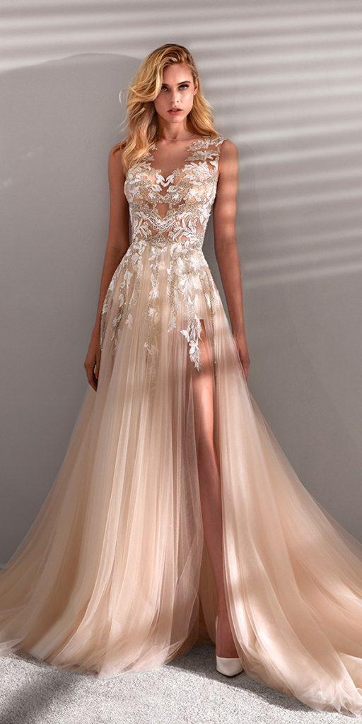princess wedding dresses a line illusion lace neckline romantic nicolespose