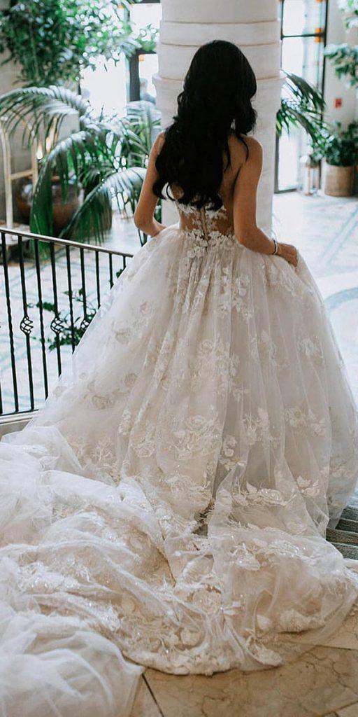 princess wedding dresses ball gown low back with train lace galia lahav