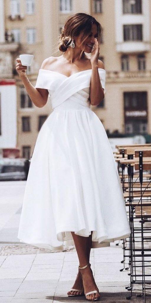 tea length wedding dresses simple off the shoulder strapless raraavis