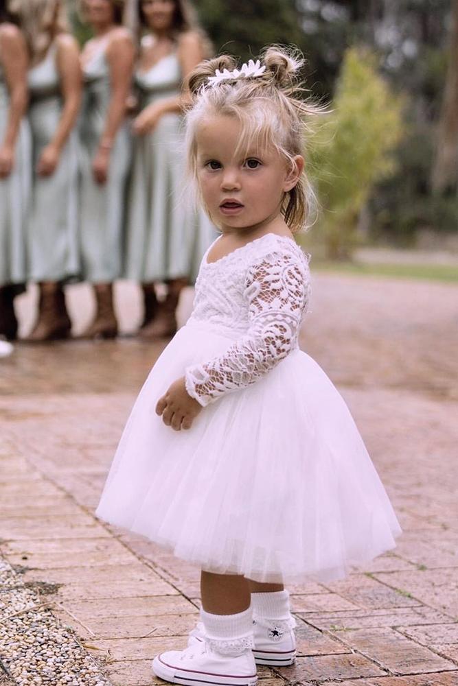 tutu flower girl dresses lace sleeves tulle skirt arabellaandrose