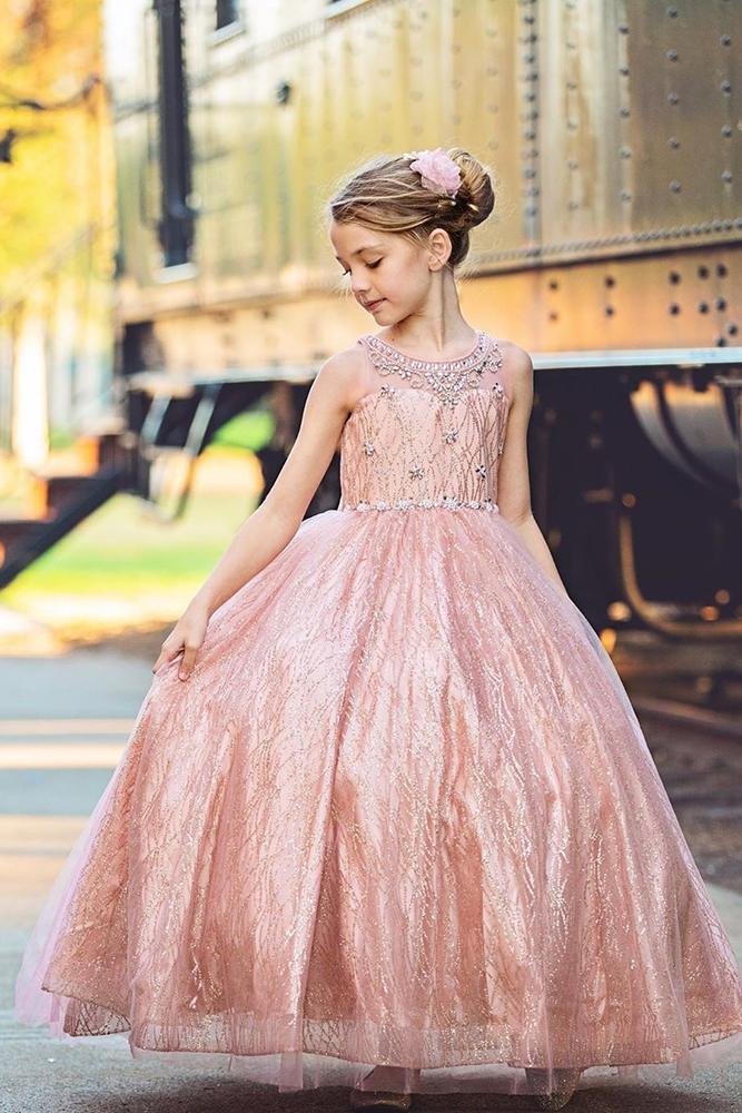 vintage flower girl dresses ball gown blush jeweled petiteadele