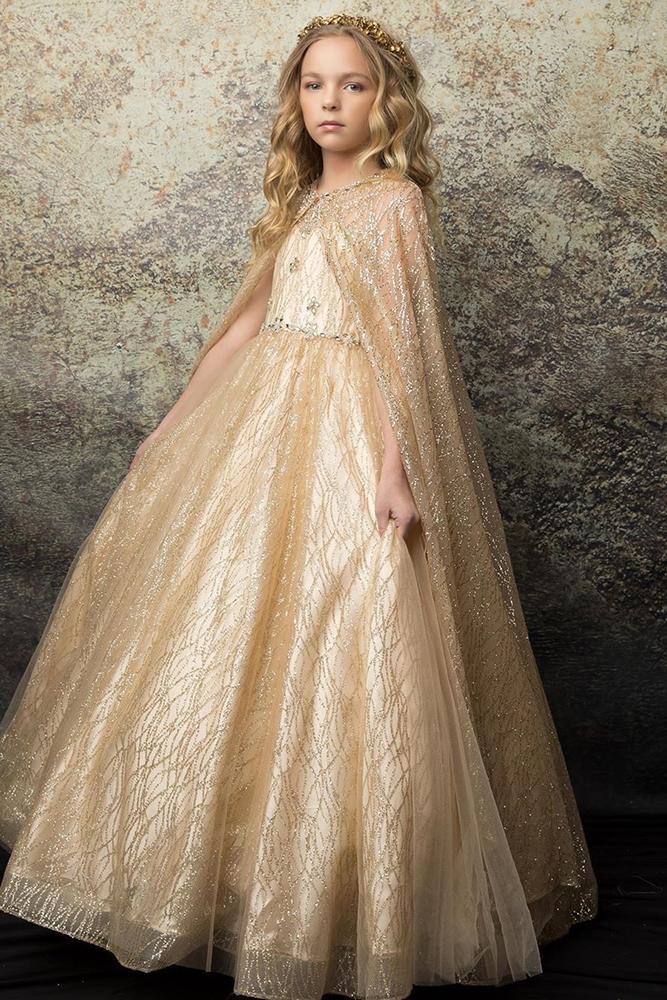 vintage flower girl dresses with cape gold sequins petiteadele