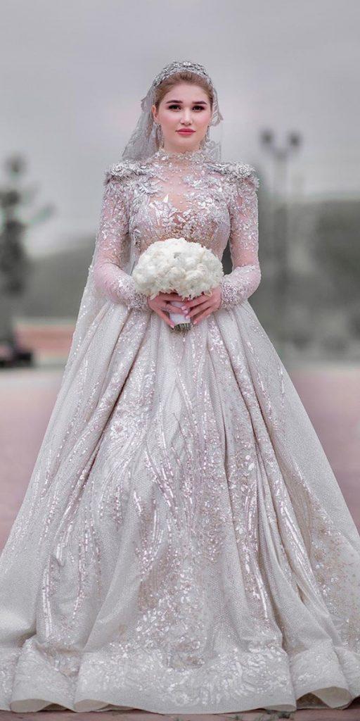 vintage wedding dresses ball gown with long sleeves beaded sequins salon graff