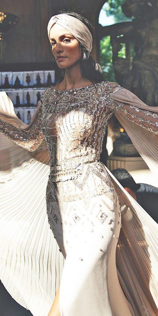 vintage wedding dresses sheath with long sleeves beaded jeweled zuhairmuradofficial