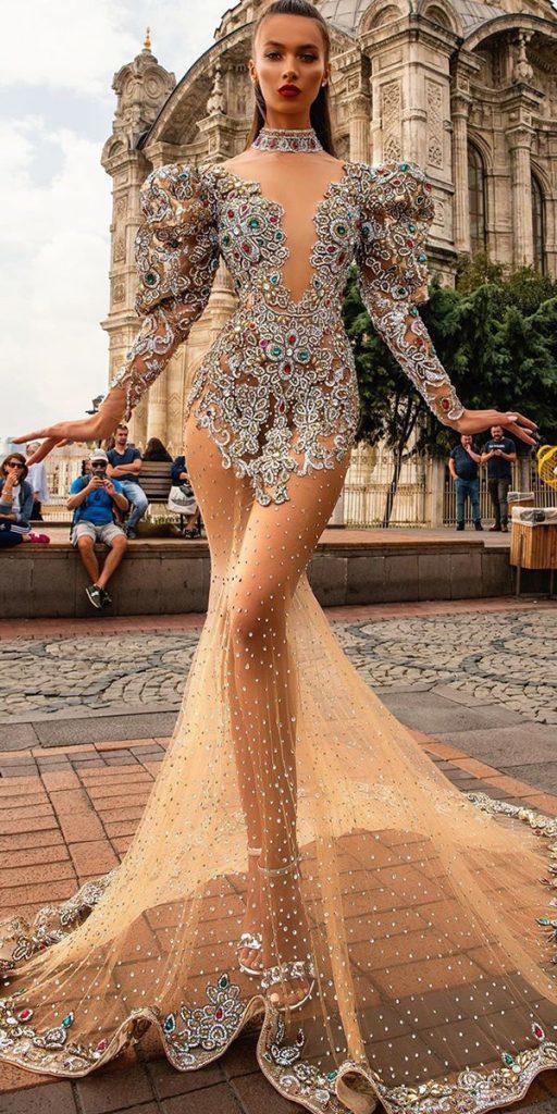 vintage wedding dresses with long sleeves sexy jeweled beaded albina dyla