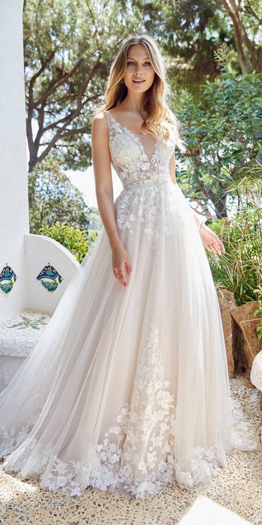 a line wedding dresses plunging neckline lace country ronaldjoyce
