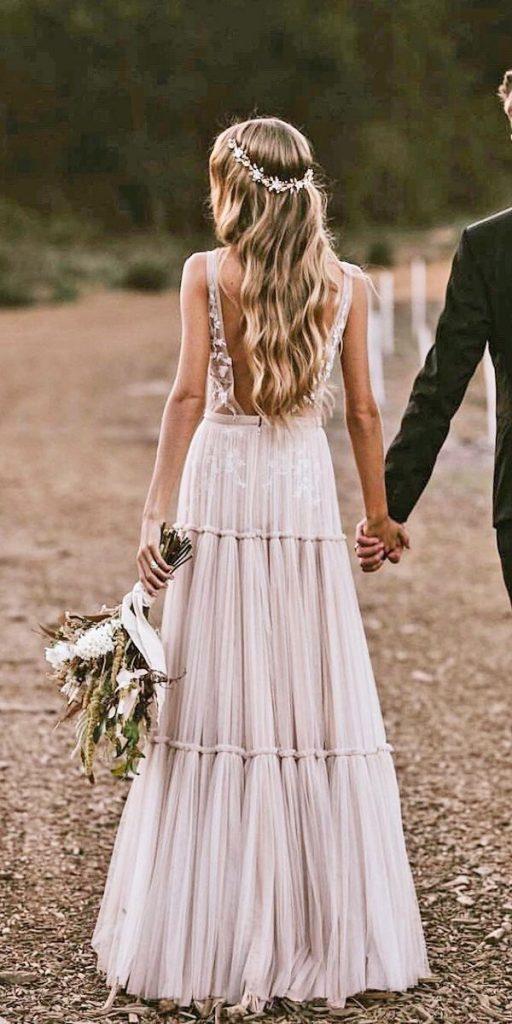  barnyard wedding dresses a line v back outdoor country berta