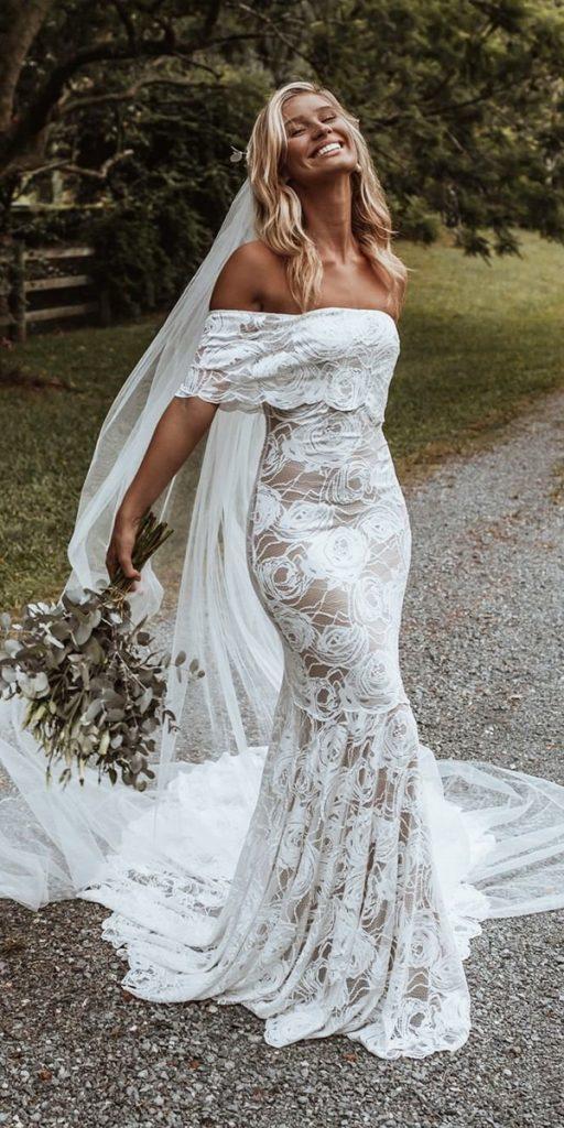 bohemian wedding dresses sheath off the shoulder country grace loves lace