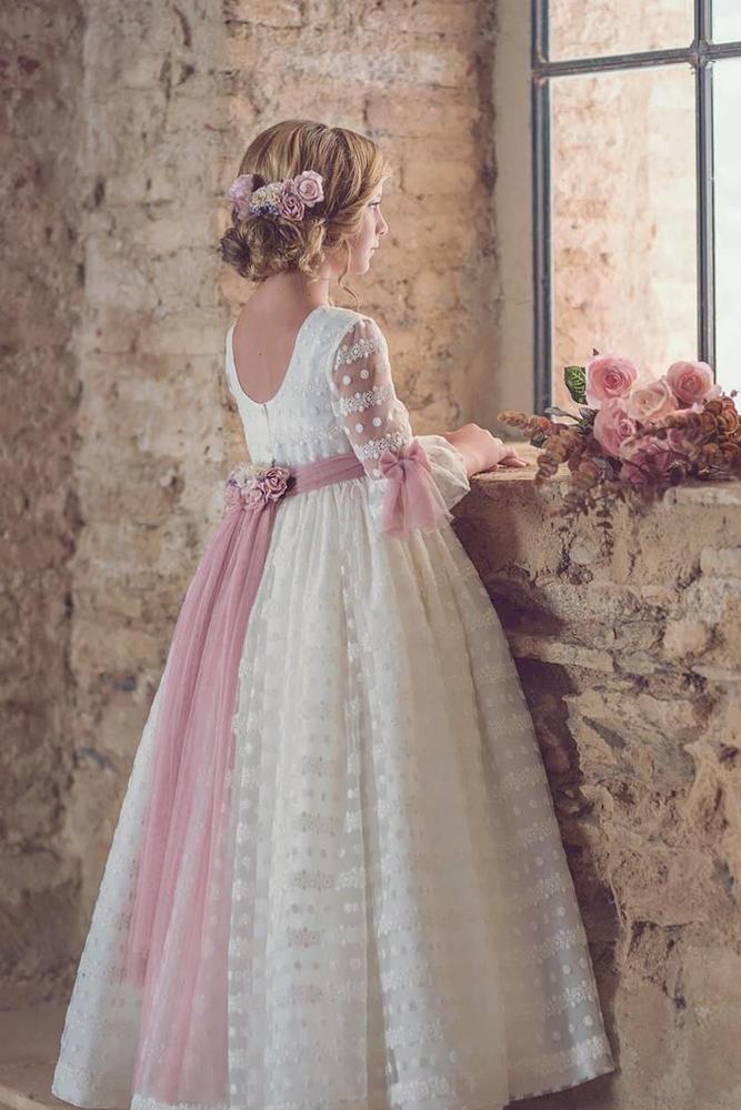 country flower girl dresses with sleeves pink details vintage delucia vestidosdearras