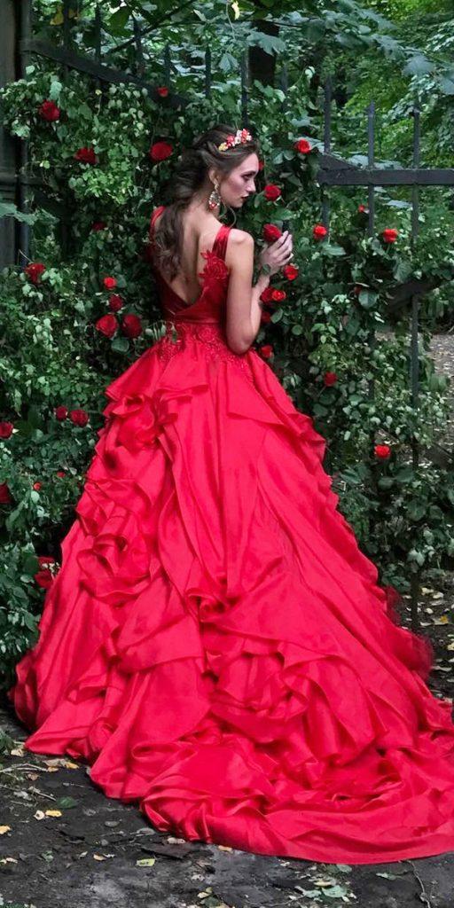 gothic wedding dresses ball gown red ruffled skirt svetaboynovich