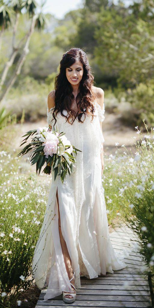 hawaiian wedding dresses sheath off the shoulder lace boho volvoreta