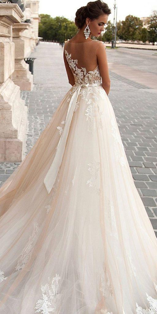 lace back wedding dresses a line illusion milla nova