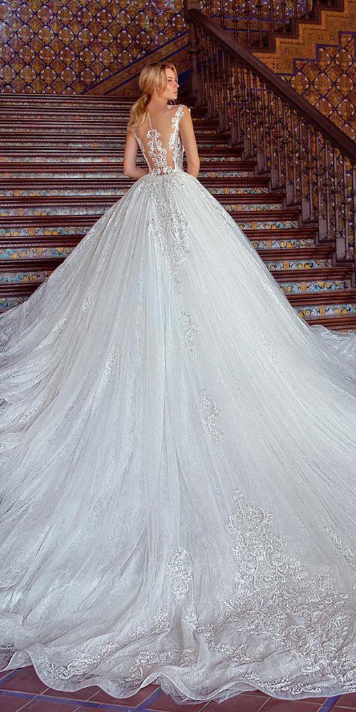 lace back wedding dresses ball gown tattoo effect with buttons riccasposa
