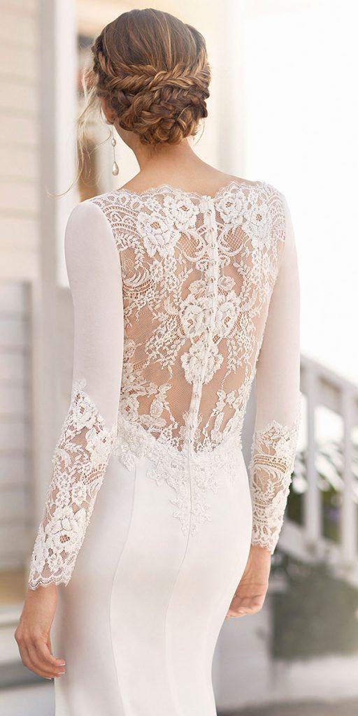 lace back wedding dresses with long sleeves details rustic rosa clara