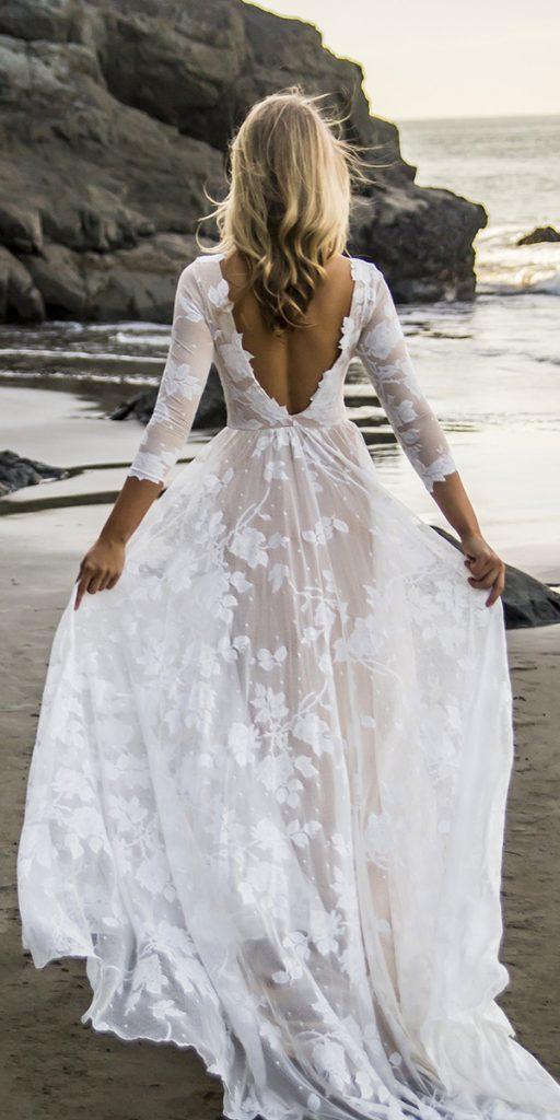 long sleeve wedding dresses a line v back country rustic wear your loves