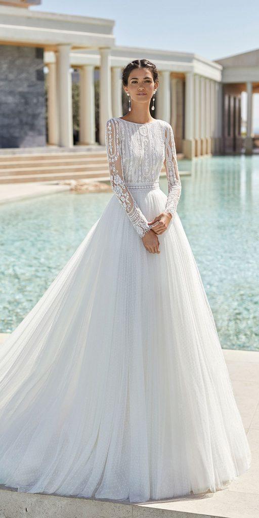 long sleeve wedding dresses lace top ball gown modest rosa clara