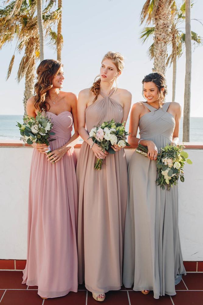mismatched bridesmaid dresses long simple pale by nicole marie