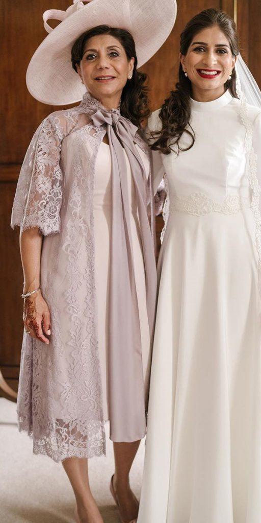 plus size mother of the bride tea length with cape lace hat sassiholford