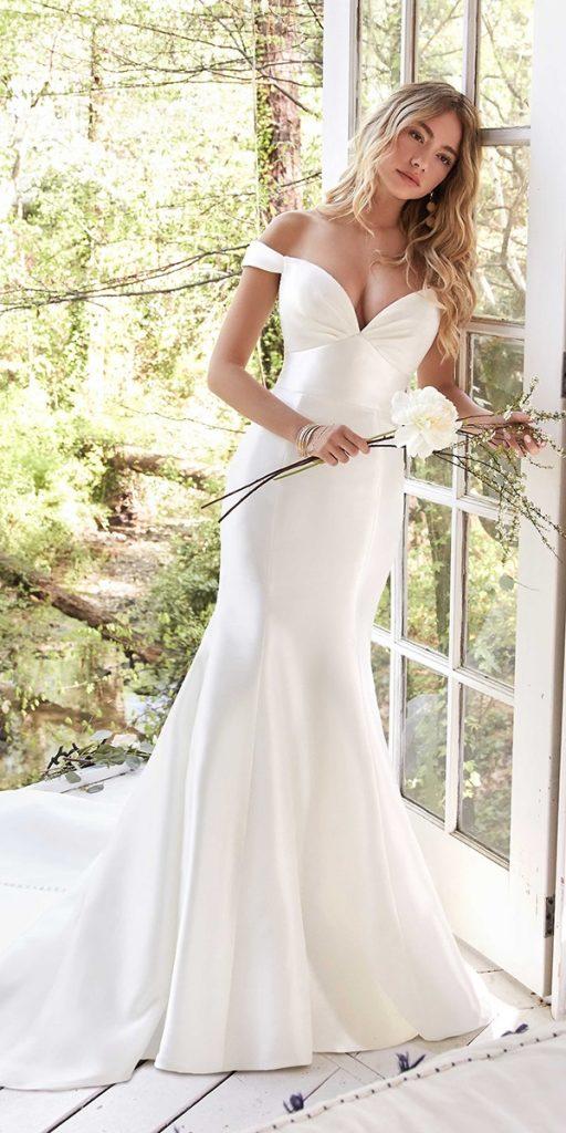 satin mermaid wedding dresses simple sweetheart neckline maggie sottero