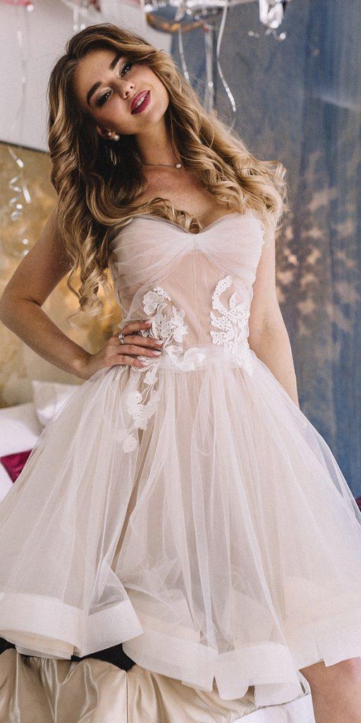 short wedding dresses sweetheart strapless neckline blush fataiperya