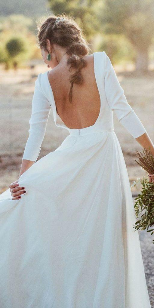 simple wedding dresses with sleeves open back country a line kiwo estudio