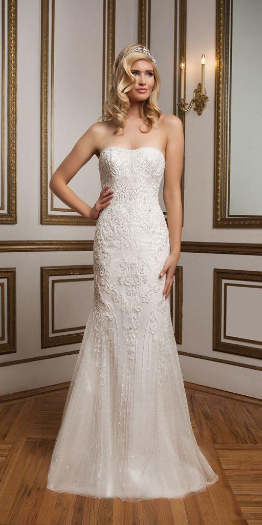 vintage lace wedding dresses sheath strapless neckline jusin alexander