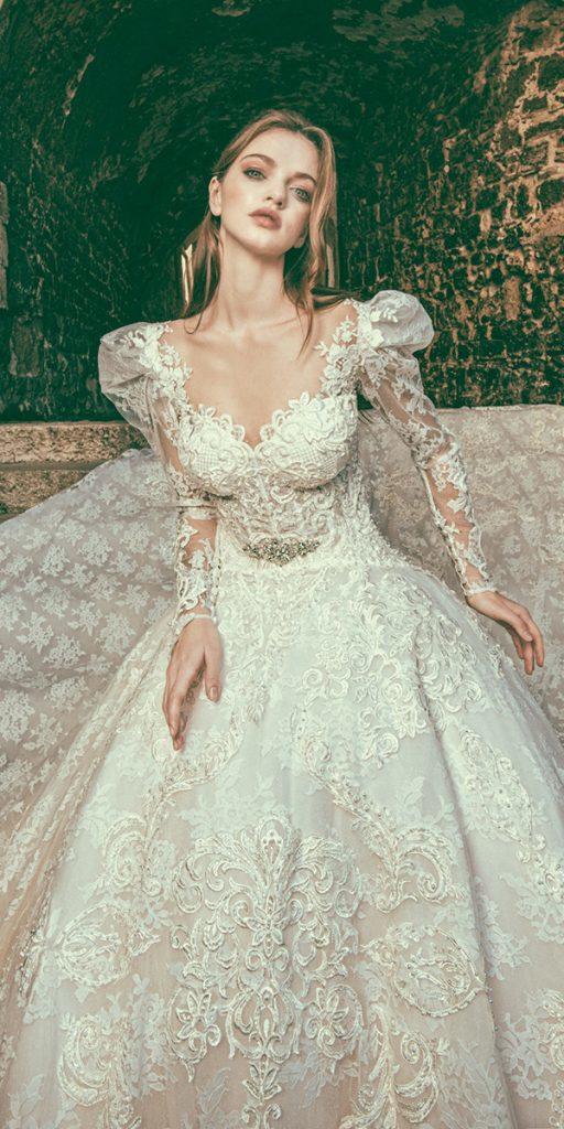 vintage wedding dresses with long sleeves sweetheart neckline julia kongrotini