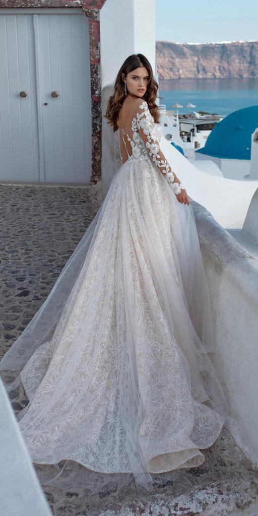 wedding dresses with lace sleeves a line illusion lace ricca sposa