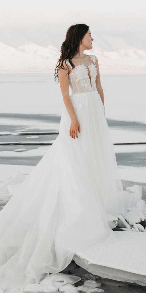 winter wedding dresses deep v neckline a line aw.bridal
